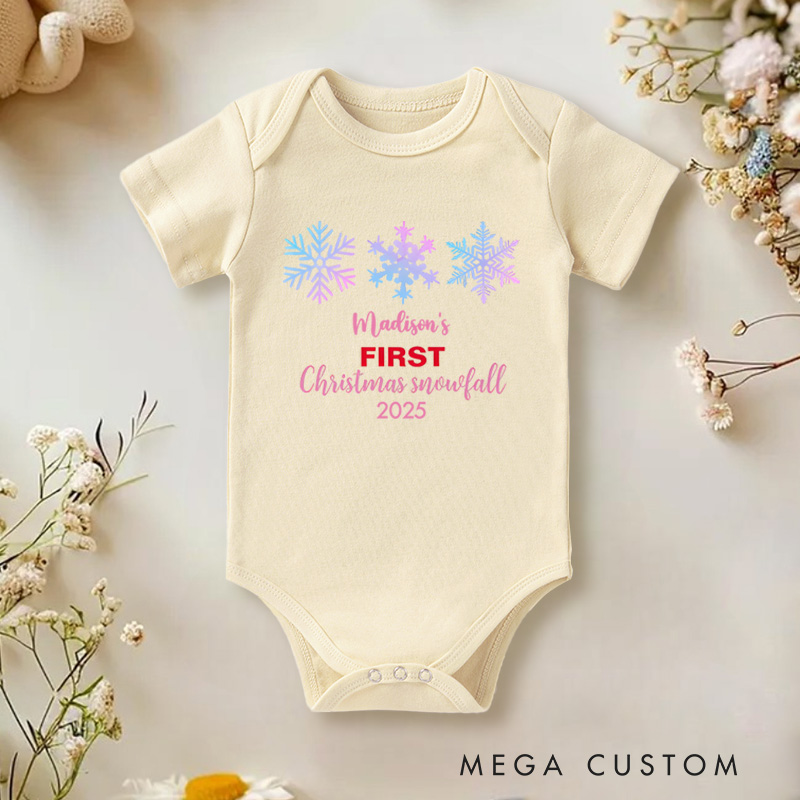 Personalized First Christmas Snowfall Baby Onesie Perfect for Cherishing a Baby’s Winter Holiday Moment Baby Onesie