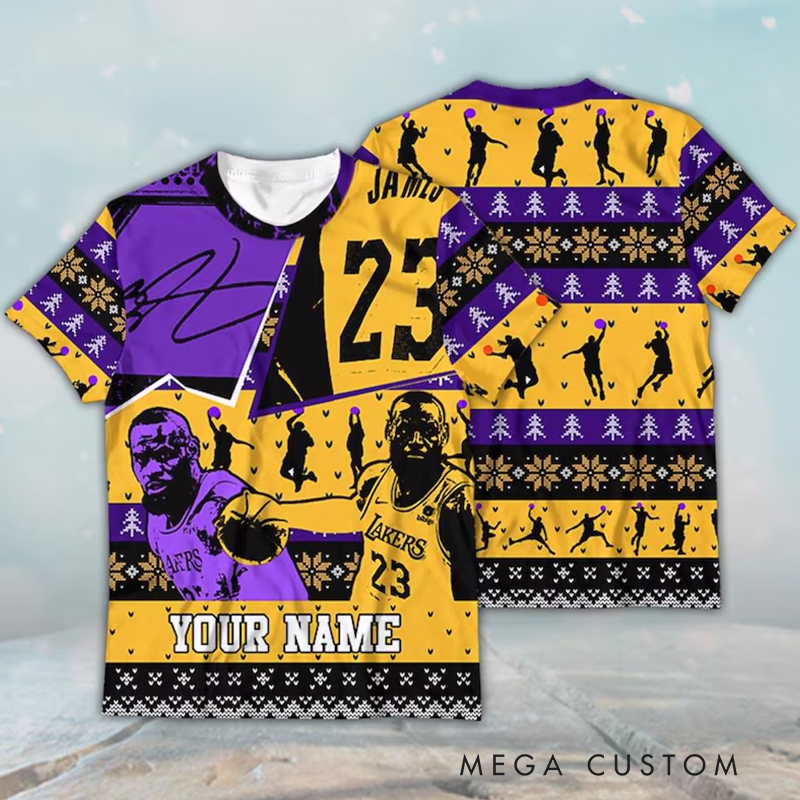 Personalized Basketball T-Shirt with Custom Name and Iconic Player Design