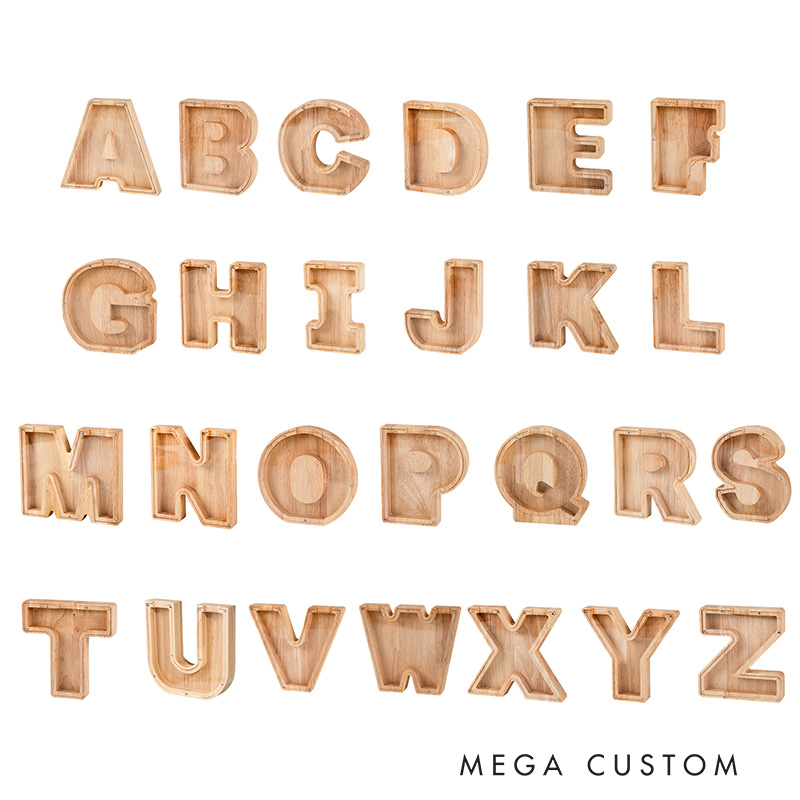 Personalized Alphabet Letter Piggy Bank with Name Wood Alphabet Letter Bank Coin Bank Christmas Gifts