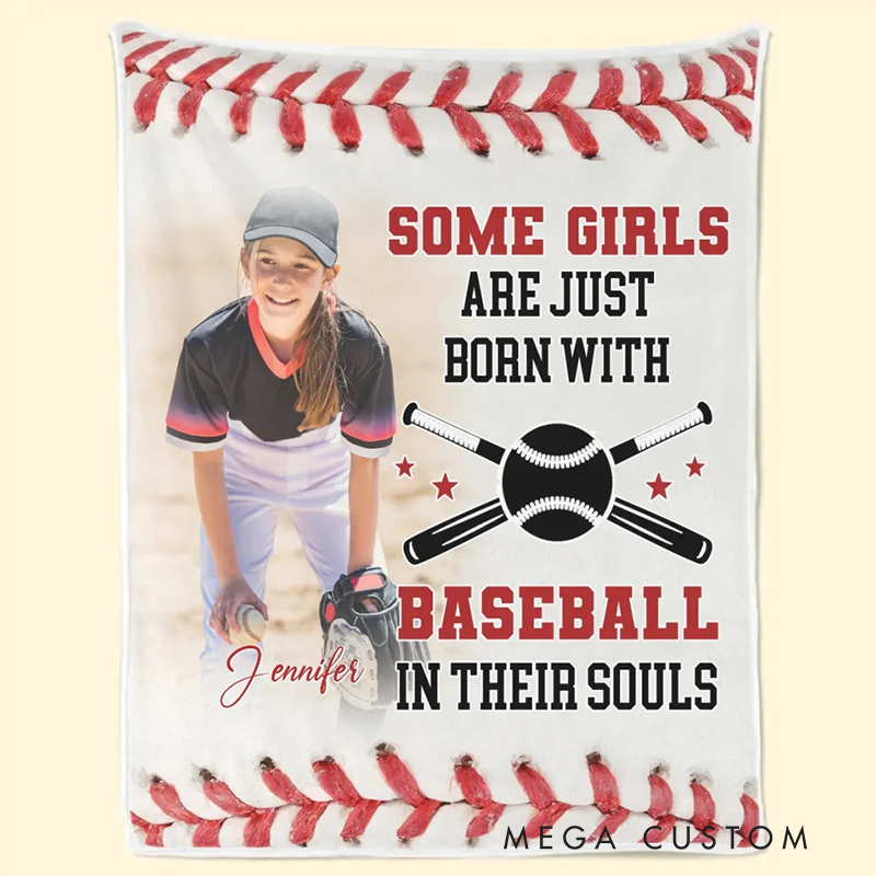 Personalized Baseball Themed Custom Photo Sherpa Blanket with Name and Inspirational Quote