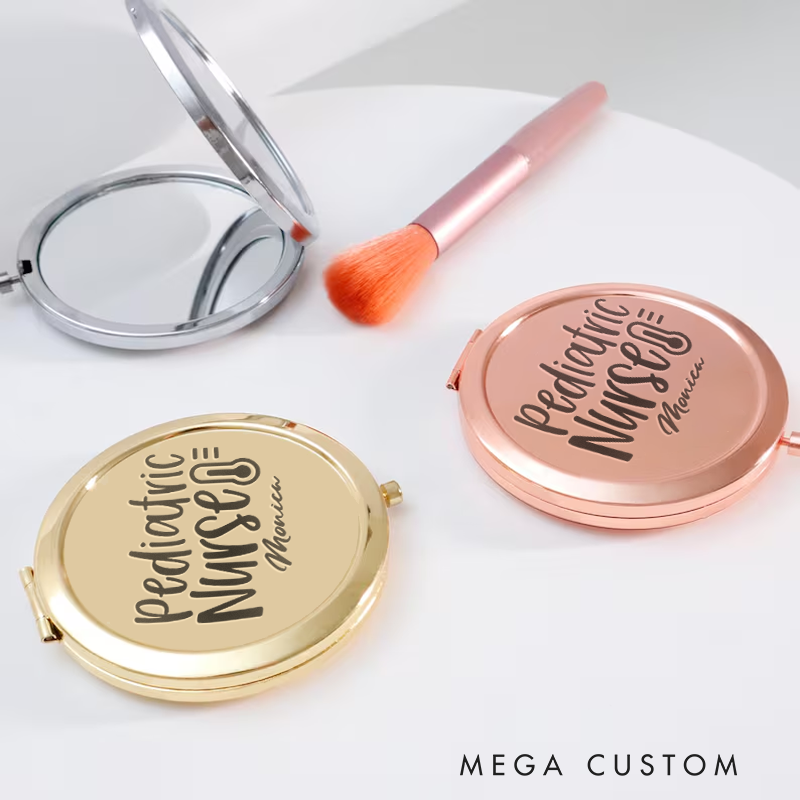 Personalized Nurse Compact Mirror Engraved Pediatric Nurse Design Mirror Pocket Mirror For Her Nurse Appreciation Gift 