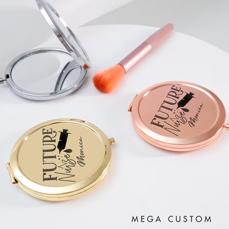 Personalized Nurse Compact Mirror Engraved Future Nurse Design Mirror Pocket Mirror For Her Nurse Appreciation Gift 