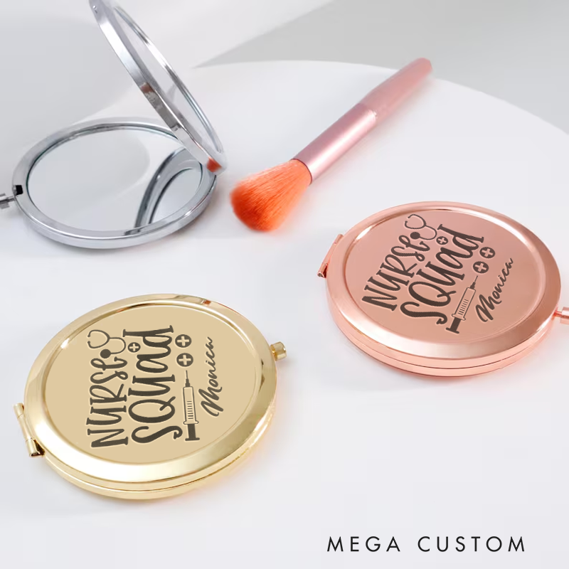 Personalized Nurse Compact Mirror Engraved Nurse Squad Design Mirror Pocket Mirror For Her Nurse Appreciation Gift 