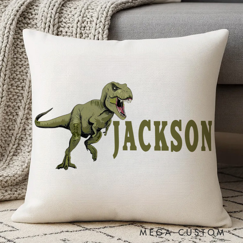Personalized Dinosaur Adventure Name Pillow for Kids Who Love Prehistoric Fun