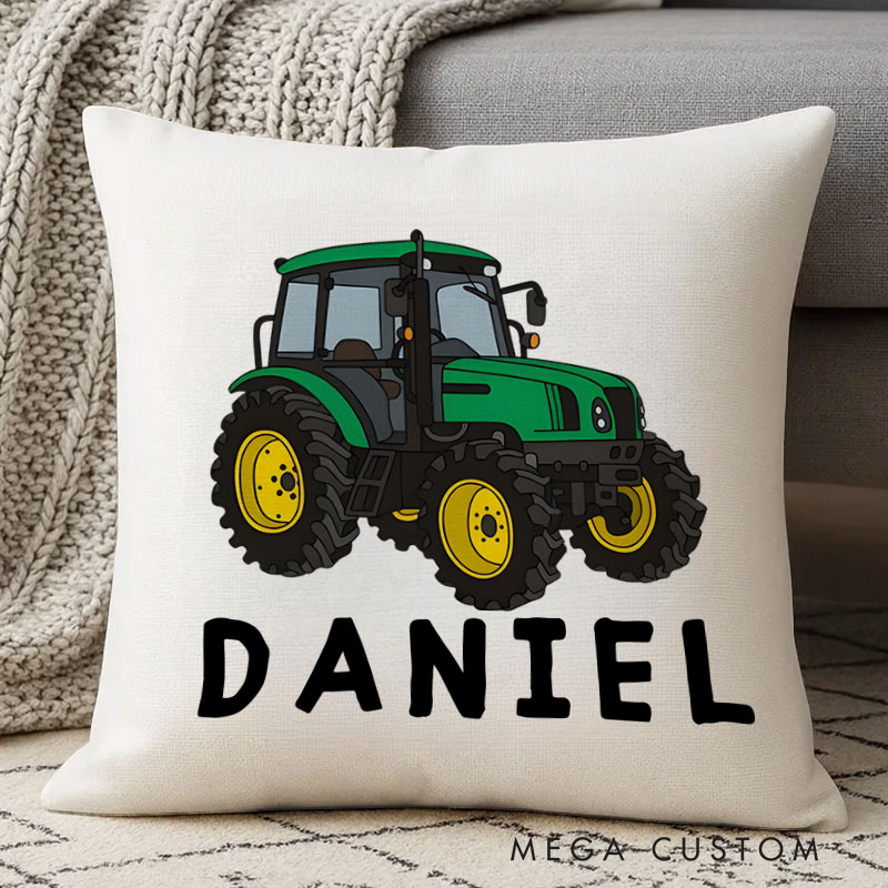 Personalized Tractor Lover Name Pillow for Kids Who Adore Farm Adventures
