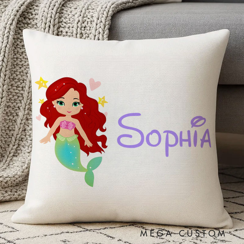 Personalized Little Mermaid Name Pillow for Fans of Underwater Magic