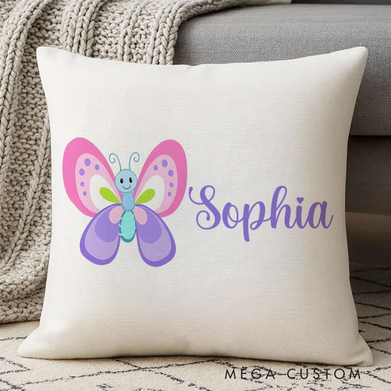 Personalized Butterfly Dreams Name Pillow with Bright and Cheerful Colors