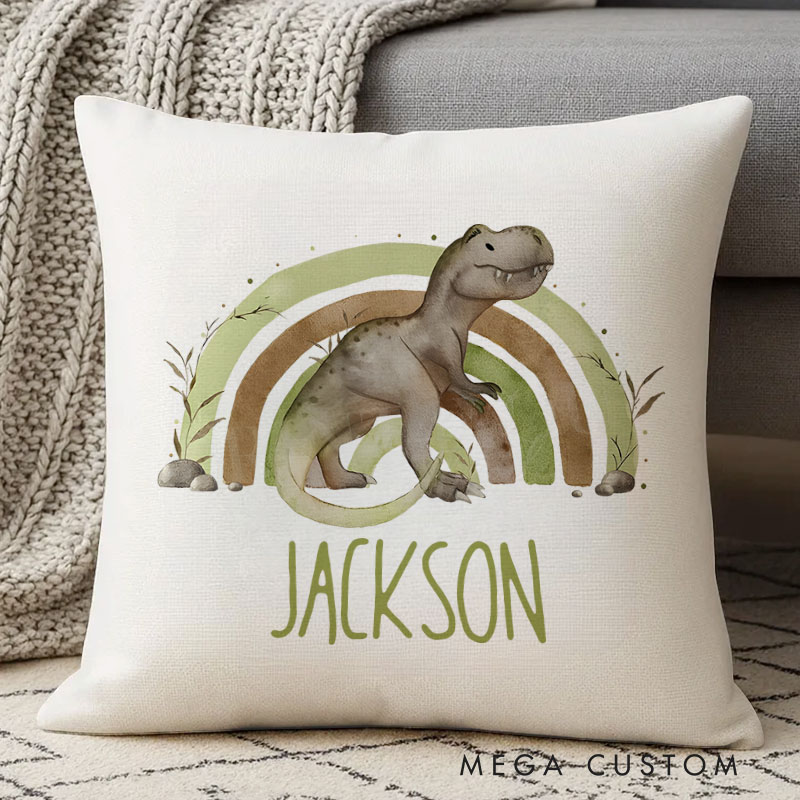 Personalized Dinosaur Adventure Name Pillow for Kids Who Love Prehistoric Creatures and Fun Pillows