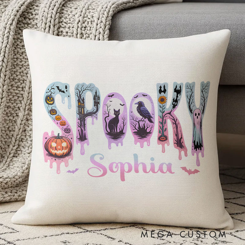 Personalized Halloween Spooky Name Pillow for Festive and Fun Celebrations