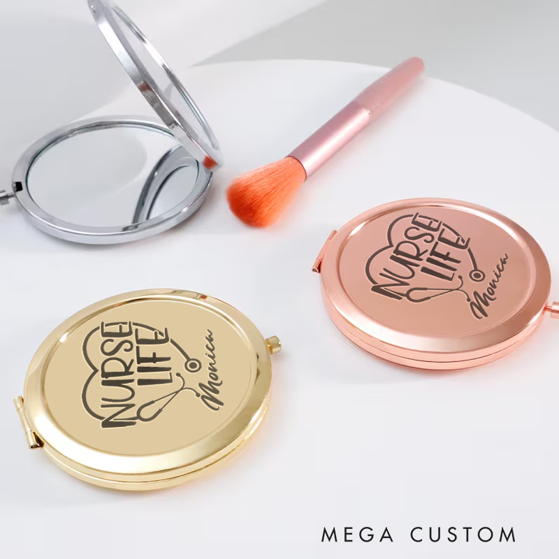 Personalized Nurse Compact Mirror Engraved Nurse Life Design Mirror Pocket Mirror For Her Nurse Appreciation Gift 