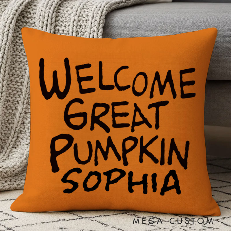 Personalized Pumpkin Patch Welcome Pillow for a Warm Seasonal Greeting