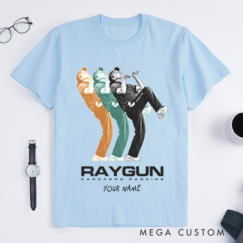 Personalized Kangaroo Dance T-Shirts Custom Name Retro Animal Dancing Graphic Unique Gift for Men Cool Australia Theme Tee for Dad Husband Brother