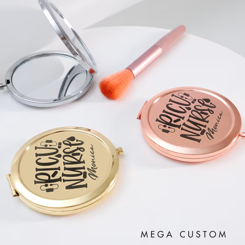 Personalized Nurse Compact Mirror Engraved NICU Nurse Design Mirror Pocket Mirror For Her Nurse Appreciation Gift 