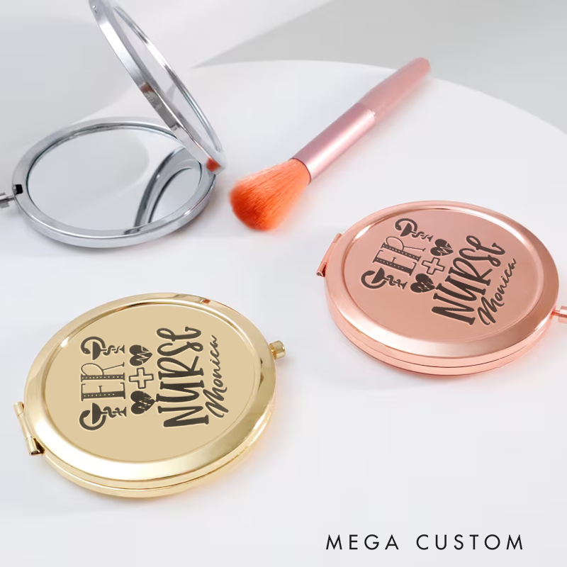 Personalized Nurse Compact Mirror Engraved ER Nurse Design Mirror Pocket Mirror For Her Nurse Appreciation Gift 