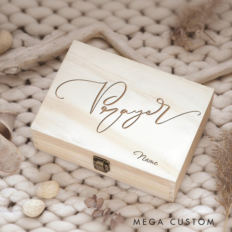 Personalized Prayer Wooden Keepsake Box with Name Religious Gift Birthday Gift for Christians