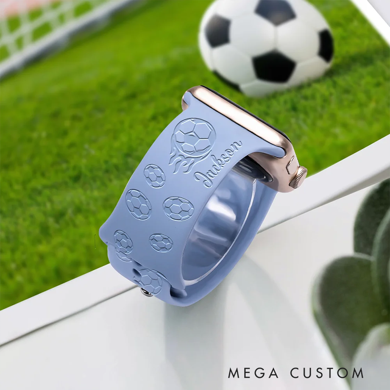 Personalized Soccer-Themed Watch Band with Custom Engraving
