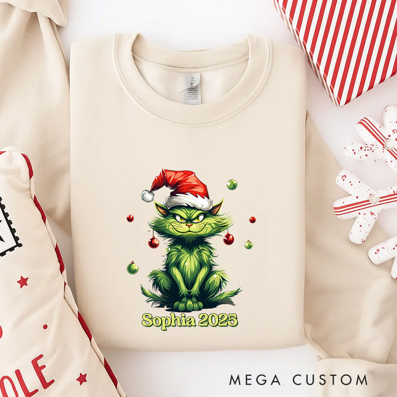 Personalized Wicked Cat Christmas Movie Sweatshirt Holiday Crewneck Christmas Gift