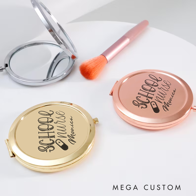 Personalized Nurse Compact Mirror Engraved School Nurse Design Mirror Pocket Mirror For Her Nurse Appreciation Gift 