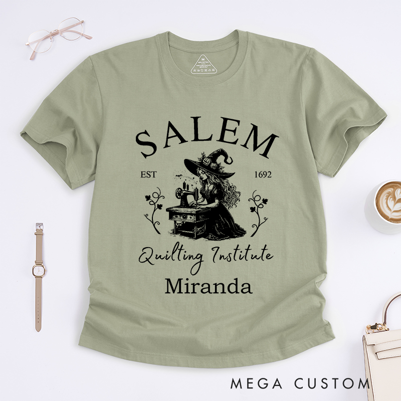 Personalized Salem Quilting Institute Classic T-Shirts for Sewing Lovers Halloween Sewer Gift Shirt