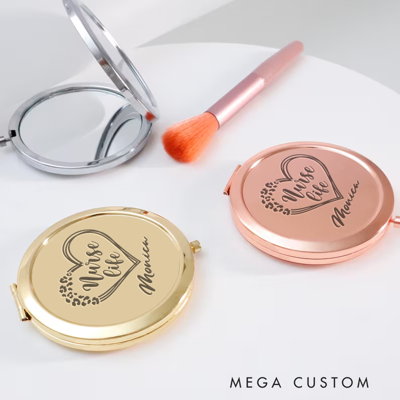 Personalized Nurse Compact Mirror Engraved Nurse Life Design Mirror Pocket Mirror For Her Nurse Appreciation Gift 