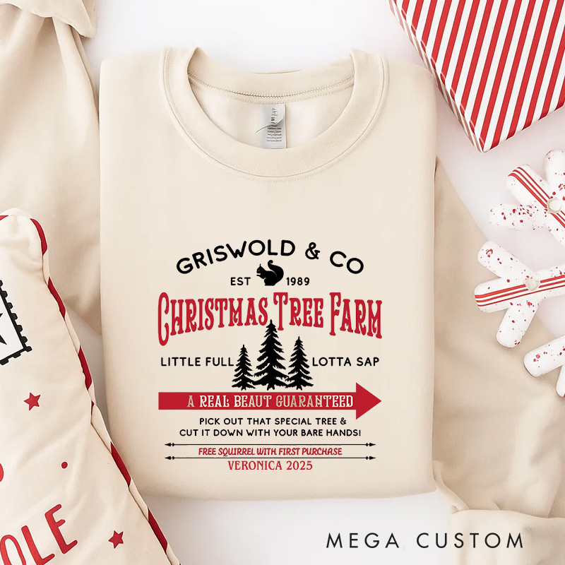 Personalized Christmas Tree Farm Movie Classic Sweatshirt Vintage Holiday Movies Crewneck Family Movie Shirt