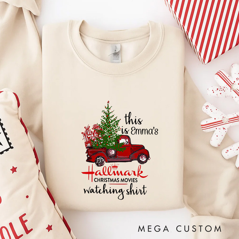 Personalized Christmas Movie Watching Shirt Movie Classic Sweatshirt Vintage Holiday Movies Crewneck Family Movie Shirt
