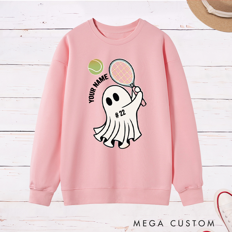  Personalized Ghost Tennis Sweatshirt with Custom Name and Number  