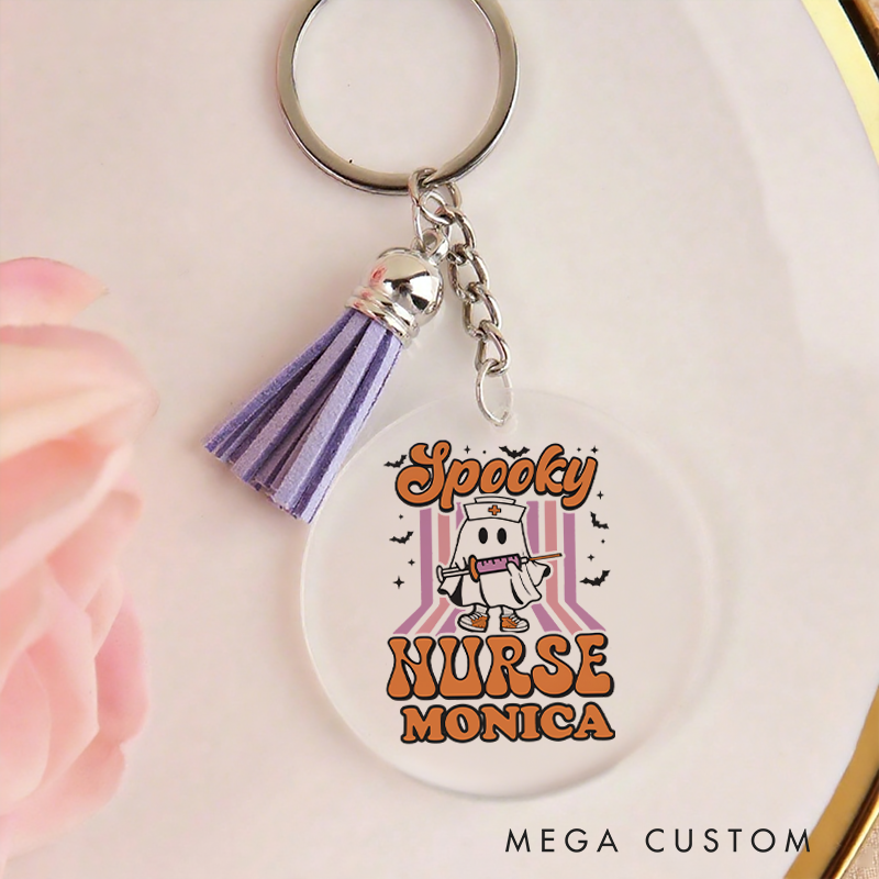 Personalised Acrylic Keychain for Nurse Customized Spooky Nurse Design Keychain Gift 