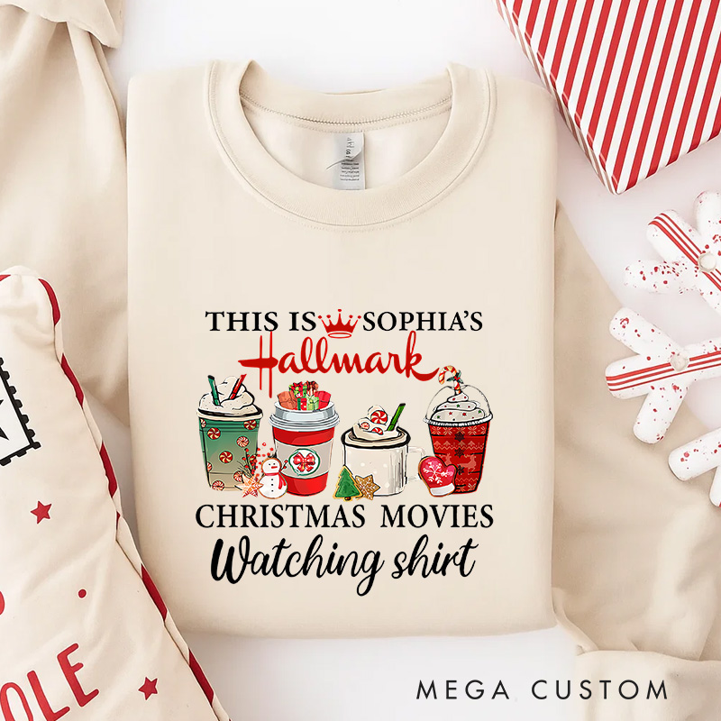 Personalized Christmas Movie Watching Shirt Classic Sweatshirt Christmas Film Crewneck Movie Holiday Shirt