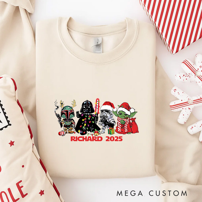 Personalized Star Crew Christmas Classic Sweatshirt Galaxy War Film Crewneck Movie Holiday Shirt