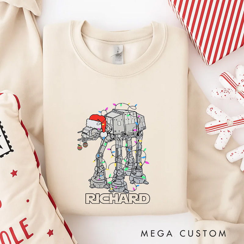 Personalized Walking Christmas Classic Sweatshirt Galaxy War Film Crewneck Movie Holiday Shirt