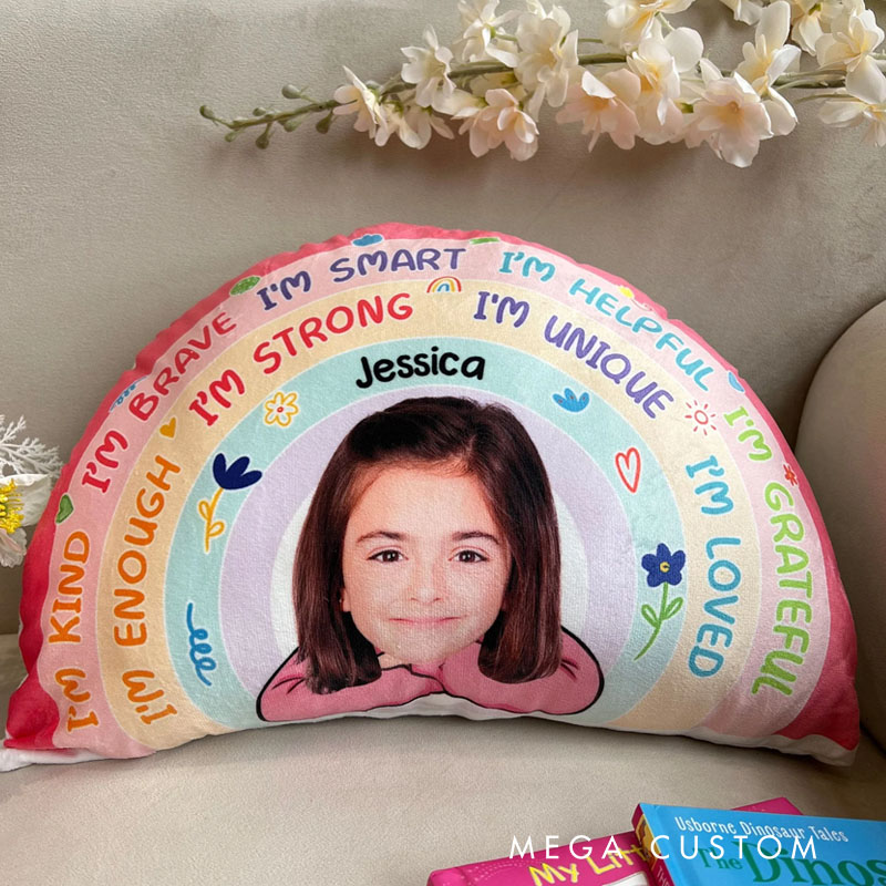 Personalized Photo Custom Shaped Pillow Kids Rainbow 
