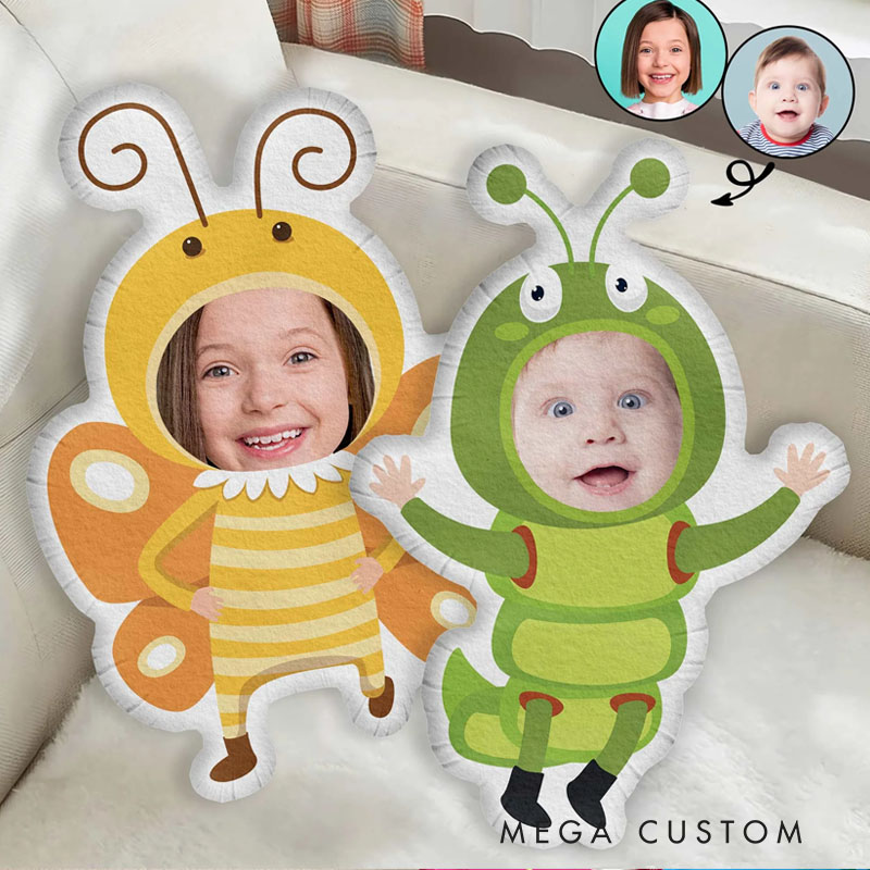 Personalized Bug Buddies Pillows Whimsical Insect Fun with Custom Photo and Playful Costumes