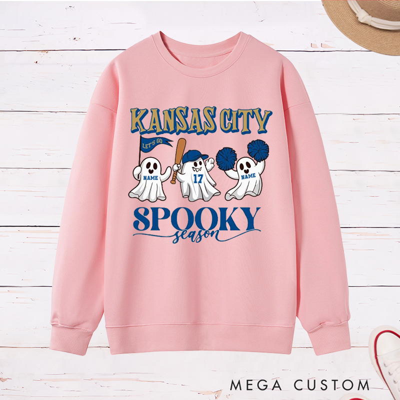 Personalized Kansas City Spooky Season Sweatshirt with Custom Text 