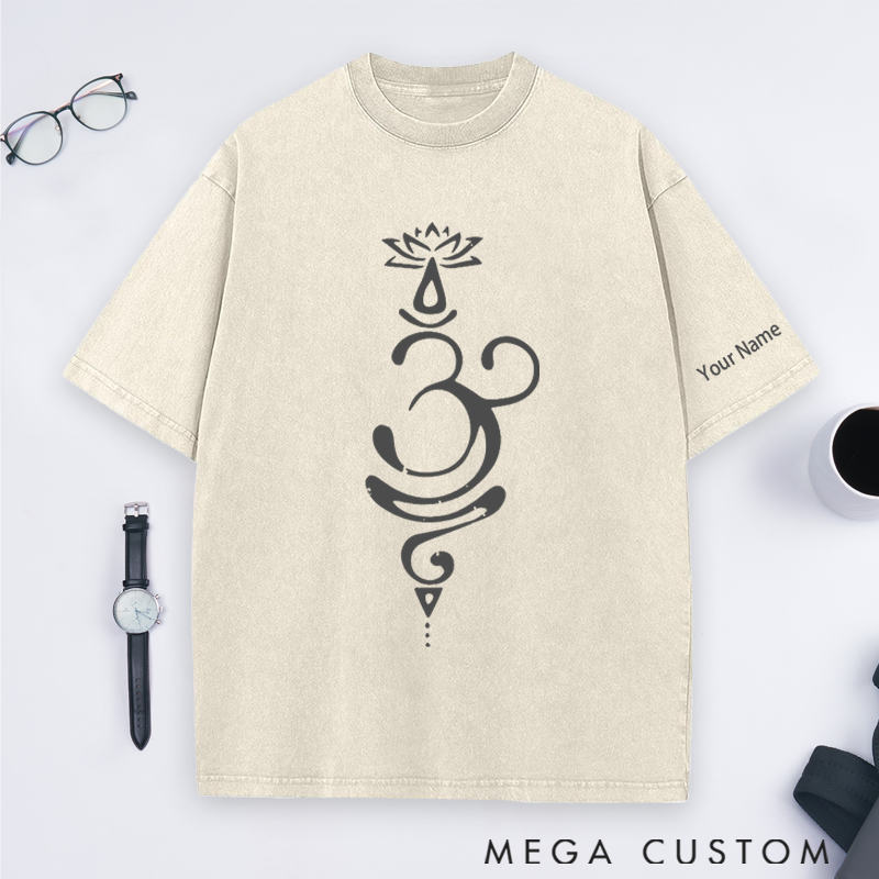 Personalized Yoga Teacher Washed T-Shirt with Elegant Line Art Design Perfect Gift for Yoga Lover and Daily Wear