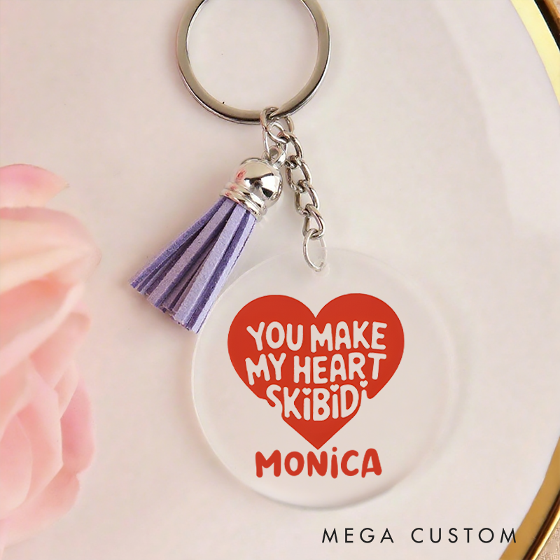 Personalized Acrylic Tassel Keychain for Nurse Customized You Make My Heart Skibidi Design Keychain Nurse Week Gift