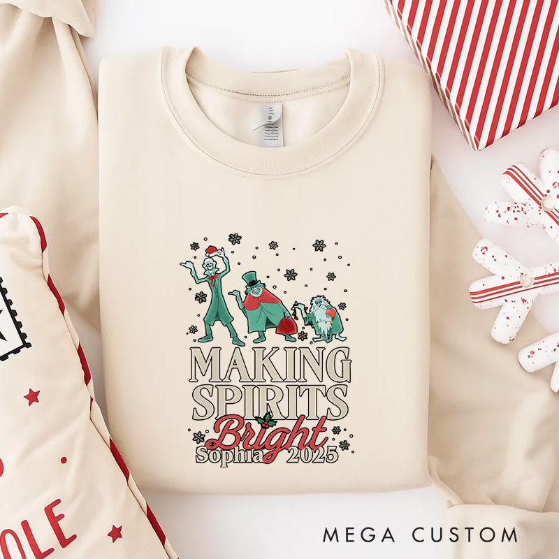 Personalized Making Spirits Bright Christmas Classic Sweatshirt Retro Horror Film Series Crewneck Movie Holiday Shirt