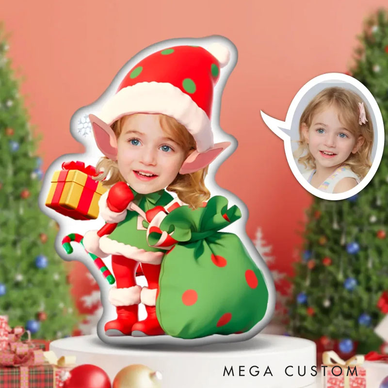 Personalized Christmas Elf Pillows Enchanting Holiday Fun with Custom Photo and Gift-Giving Style