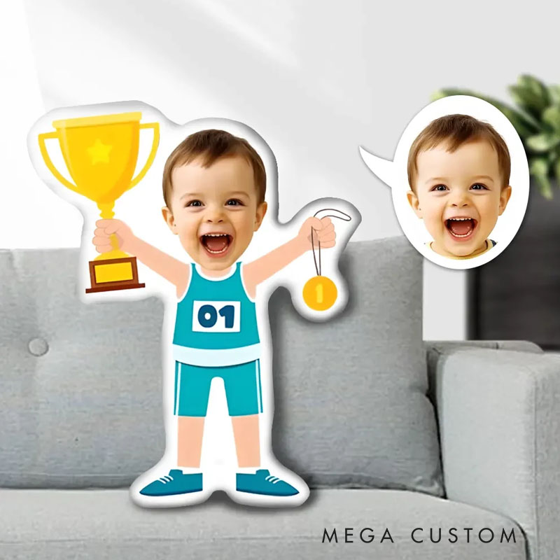 Personalized Champion Victory Pillows Celebrating Achievement with Custom Photo and Winning Trophy Style