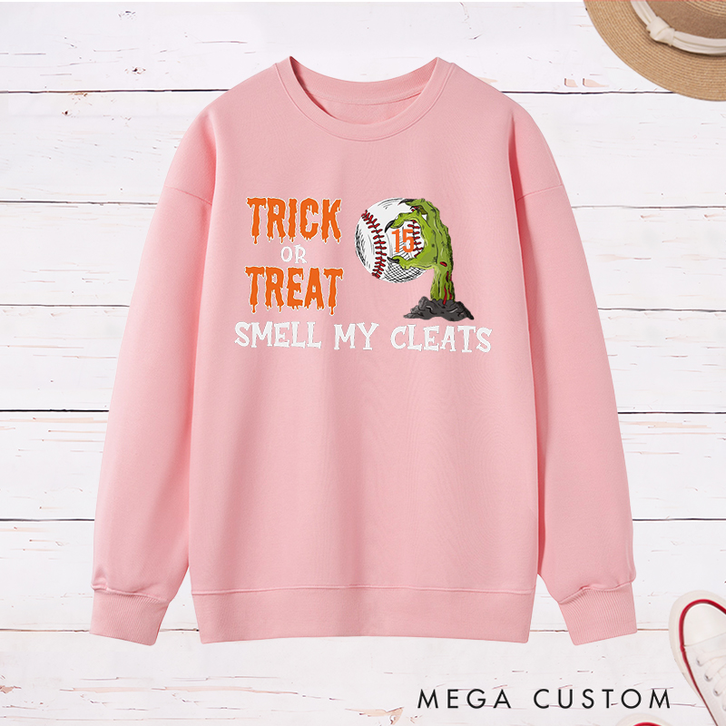 Personalized Trick or Treat Baseball Sweatshirt with Custom Text   