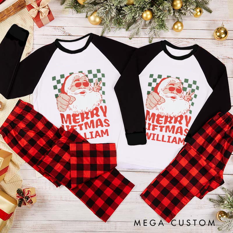 Personalized Couple Xmas Pajamas with Merry Liftmas Weightlifting Santa Christmas Matching Pjs for Fitness Enthusiasts Bodybuilders and Gym Lovers Husband Wife Boyfriend Girlfriend