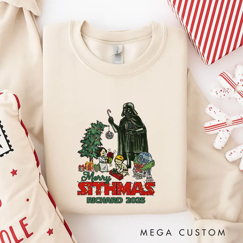 Personalized Retro Style Merry Sithmas Christmas Classic Sweatshirt Galaxy War Film Crewneck Movie Holiday Shirt