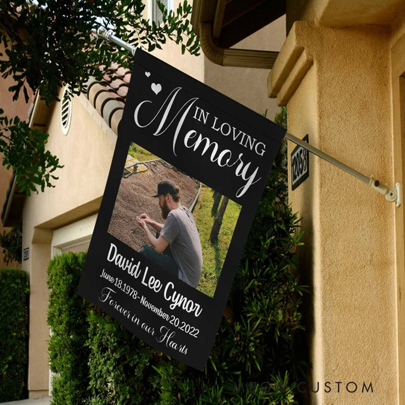 Personalized Memorial Garden Flag Custom Photo Name Date Flag Sympathy Flag Garden Flag Grave Decoration Funeral Service Flag