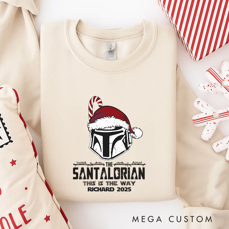 Personalized Santalorian Christmas Classic Sweatshirt Galaxy War Film Crewneck Movie Holiday Shirt