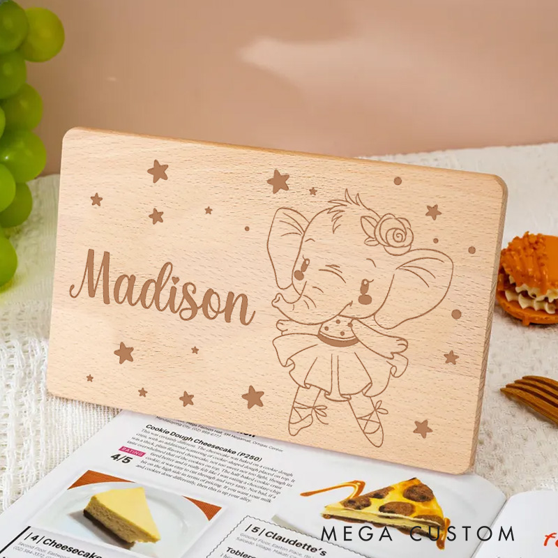 Personalized Elephant Ballerina with Stars Breakfast Board  Birthday Gifts