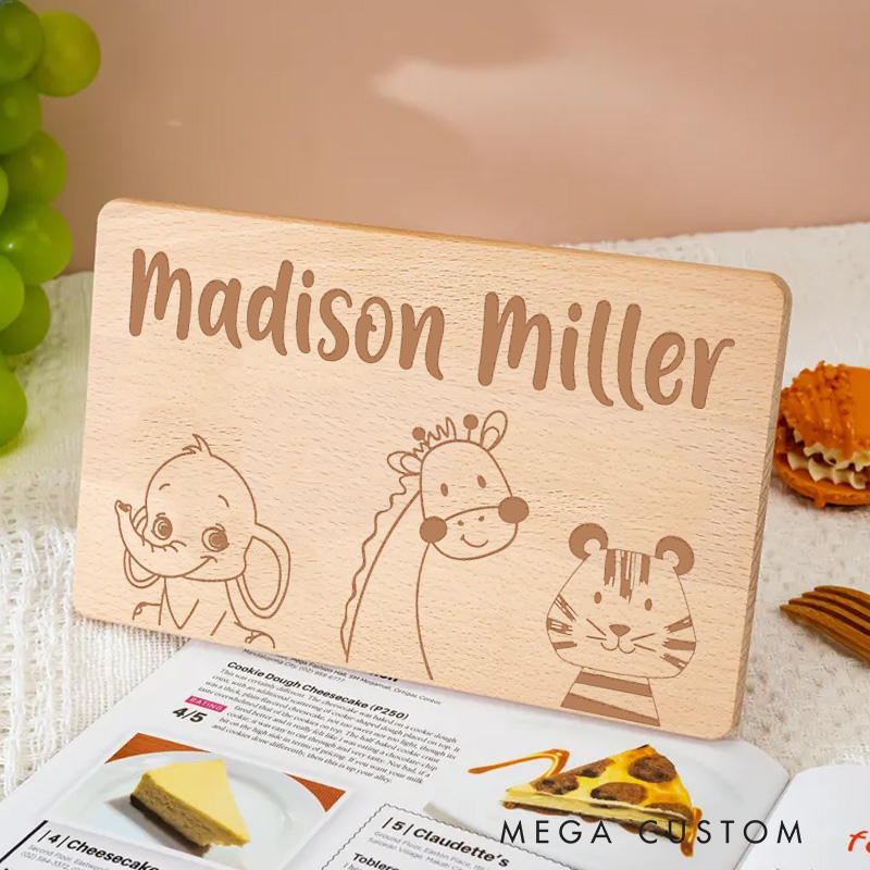 Personalized Tiger and Balloons Breakfast Board Birthday Gifts