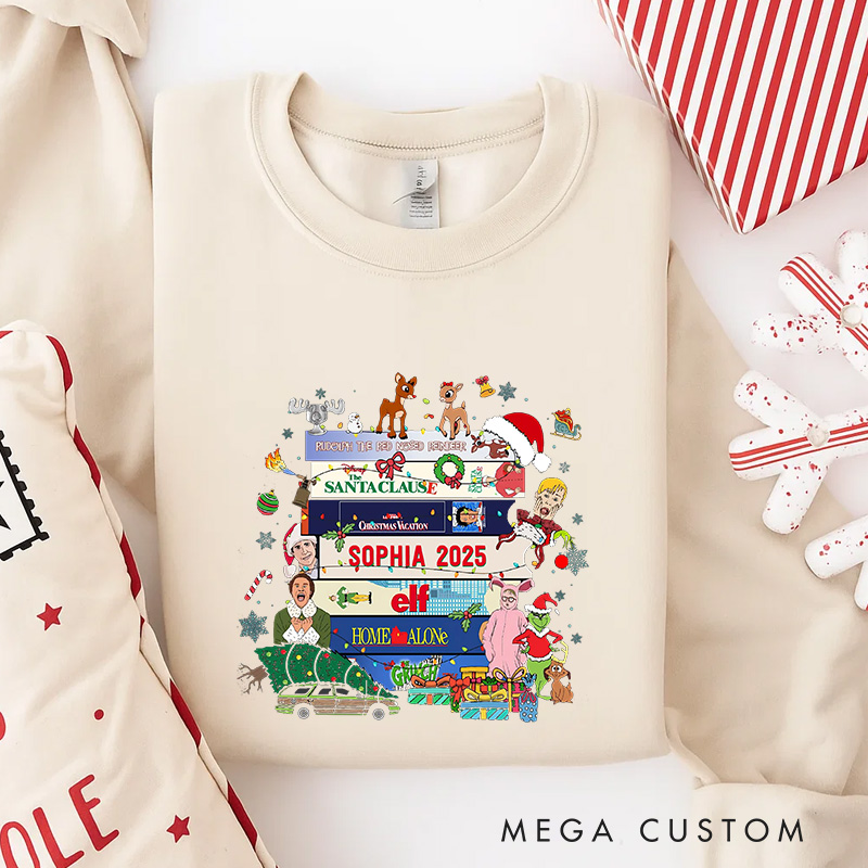 Personalized Retro Christmas Movies Classic Sweatshirt Christmas Film Crewneck Movie Holiday Shirt