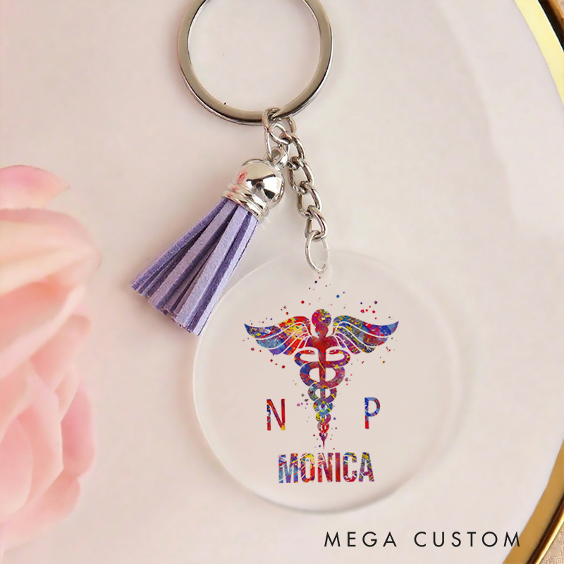 Personalized Acrylic Tassel Keychain for Nurse Customized Nurse Practitioner Design Keychain Nurse Week Gift