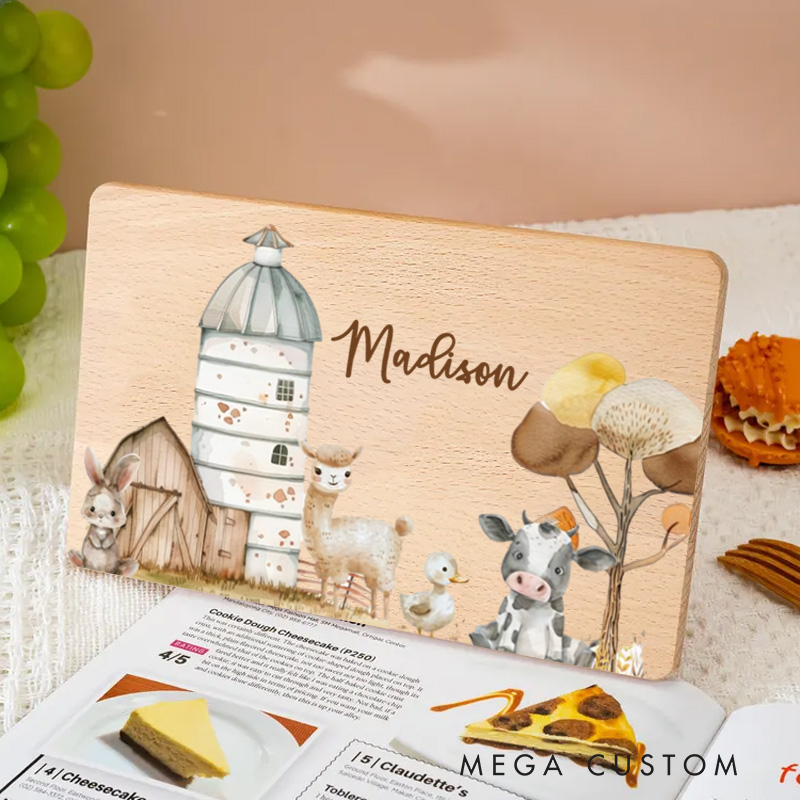 Personalized Farm Animals with Barnyard Scene Breakfast Board Birthday Gifts