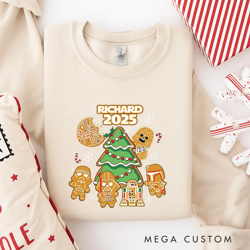 Personalized Star Gingerbread Christmas Classic Sweatshirt Galaxy War Film Crewneck Movie Holiday Shirt